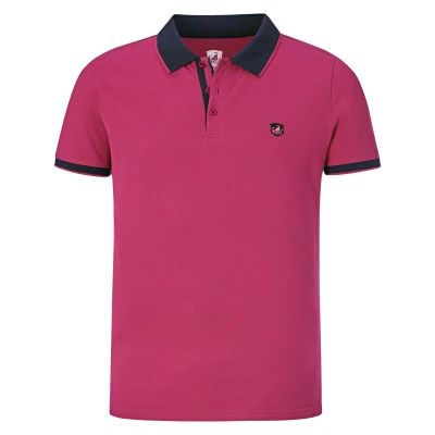 Afbeelding van Jan Vanderstorm polo LAVRANS Plus Size met contrastbies roze