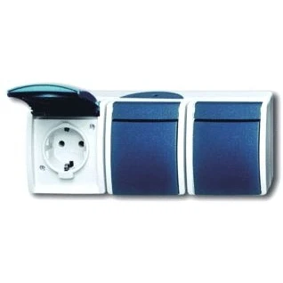 Afbeelding van Abb busch jaeger wandcontactdoos ra 3 voudig hor kv kd opbouw ip44 ocean 2cka002084a0721