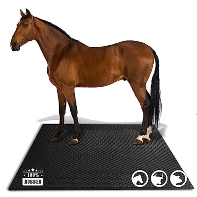 Afbeelding van Floordirekt Diamond Top Stalmat, 180 x 120 cm, antislip, rubberen mat met drainage voor stal, paardenbox, paddock, ontlastend en gewrichtsvriendelijk oppervlak