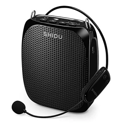 Afbeelding van Spraakversterker Draagbare, SHIDU draadloos Stemversterker luidspreker 10W oplaadbare PA systeem met UHF microfoon Headset voor leraren, yoga, reisgidsen, trainers