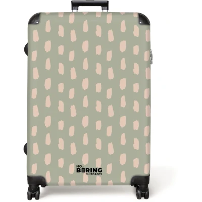 Afbeelding van NoBoringSuitcases.com® Koffer groot Reiskoffer lichtgewicht Groen met beige vlekken Rolkoffer 4 wielen Grote trolley XL 98 liter bagage