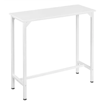 Afbeelding van EUGAD 0037BAZ bartafel, wit, statafel, keukentafel, smalle consoletafel, gangtafel, bijzettafel, hoog, voor bar, bistro, keukeneiland, gemaakt van metaal, 100 x 40 cm