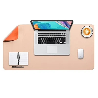 Afbeelding van DOBAOJIA Bureaulegger, Bureau Pad, Blotter, Schrijven Muis en Toetsenbord Uitgebreide Mat, Onderlegger XL, Dual Side Gebruik PU Leer 80 x 40cm (Beige/Oranje)