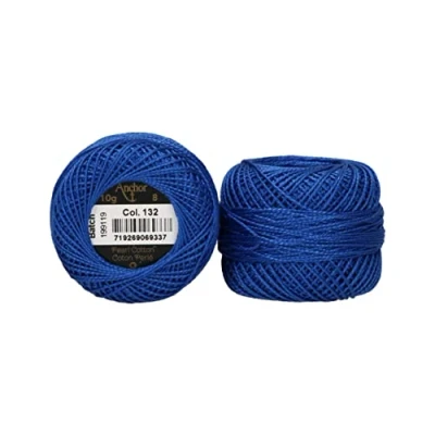Afbeelding van Anchor 4591008 00132 borduurgaren, 100% katoen, koningsblauw, dikte 8, 82 m