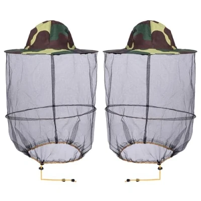 Afbeelding van HunterBee 2 STKS Ronde Bijenteelt Imkers Hoed met Sluier Net Netting Bee Keeper Dress Up voor Hond Grooming Klamboe Hoed, stuks camo, one size