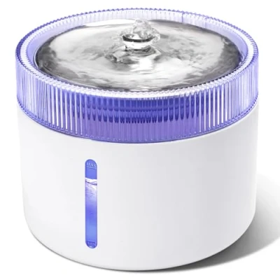 Afbeelding van Nobleza 2L Kattenfontein, Ultrastille Waterfontein voor Gezelschapsdieren met Intelligent LED Licht, 360 Circulaire Filtratie, USB Interface, Geschikt Meerdere Huisdieren, Wit