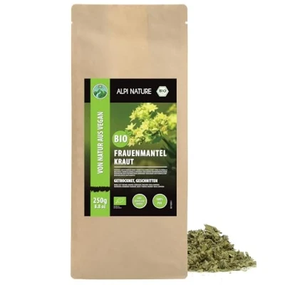 Afbeelding van Alpi Nature biologische damesmantel gedroogd (250 g) kruid Cut damesmantelkruid van gecontroleerde teelt damescoatingthee 100% natuurlijk zonder vrouwelijke