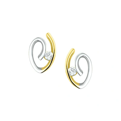 Afbeelding van Bicolor Gouden Oorknoppen zirkonia 4206335 Oorbellen horloge GoudkleurZilverkleur