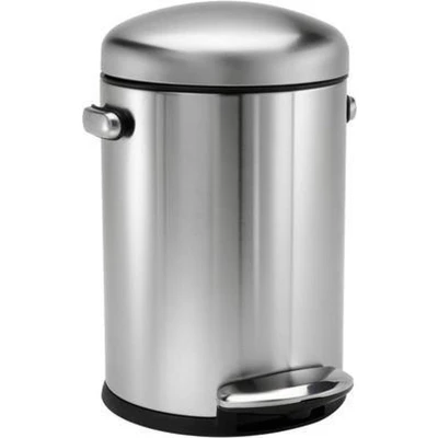 Afbeelding van Pedaalemmer simplehuman Mini Round Retro Step Can Mat Zilver RVS 4,5