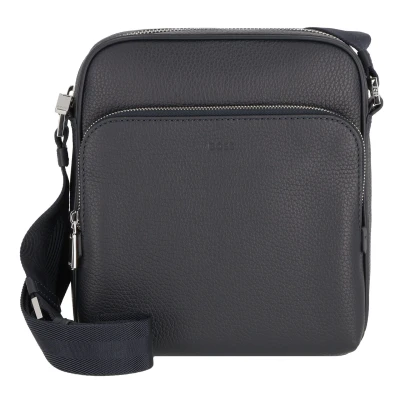 Afbeelding van BOSS Leren Schoudertas Gordeltas New Crosstown Zip Bag Navy Donkerblauw