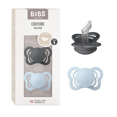 Afbeelding van BIBS® Fopspeen Couture Strijkijzer &amp; Baby Blauw Siliconen 0 6 maanden, 2st.