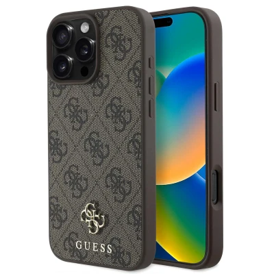 Afbeelding van Guess iPhone 16 Pro Max Backcover hoesje Magsafe PU 4G Bruin