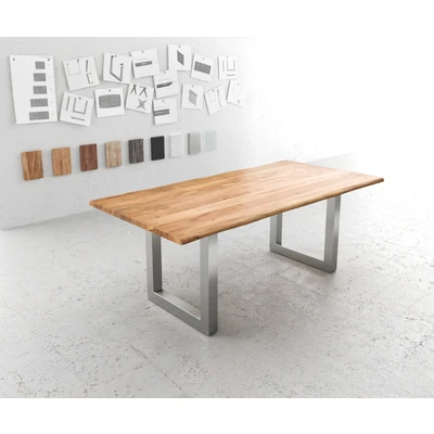 Afbeelding van Eettafel Edge acacia natuur 200x100 edelstaal breed Live