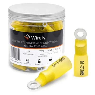 Afbeelding van Wirefy 90 Stuks M3,5 Kabeloog Kabelschoenen Krimpkous Auto&#039;s Rond Connector Kit Geïsoleerd 4 6 mm²