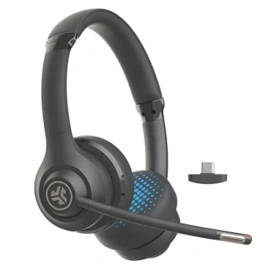Afbeelding van JLab Go Work 2e generatie draadloze headsets met microfoon voor laptop, 55+ uur speeltijd Bluetooth of USB C dongle pc headset, multipoint verbinding computer en mobiel, on ear bedrade