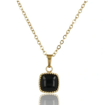 Afbeelding van My Bendel ketting Met vierkante Onyx hanger Goudkleurige luxe cadeauverpakking