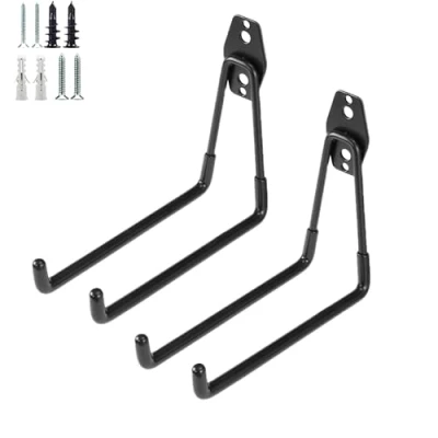 Afbeelding van PYBTOOL Garagehaken, robuuste opberghaken voor garage, multifunctionele doeleinden, stalen wandmontagehaken, opbergorganizer tuingereedschap, groot U, 2 stuks