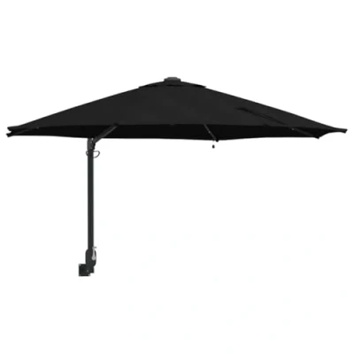 Afbeelding van vidaXL Muurbevestigde Tuinparasol met LED&#039;s Zwart 248 cm