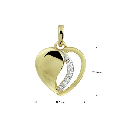 Afbeelding van Trendjuwelier huiscollectie Hanger Geelgoud Hart Zirkonia