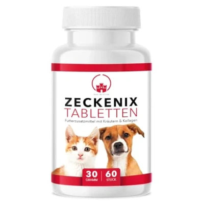 Afbeelding van Saint Nutrition® Zeckenix Tekentabletten voor honden, voedingssupplement met natuurlijke ingrediënten, zonder kunstmatige toevoegingen, 60 tabletten katten en honden
