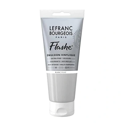 Afbeelding van Lefranc Bourgeois 300525 Flashe acryl en vinylverf, lichtecht, dekkend bestand tegen veroudering 80ml Tube, Fluorescent White