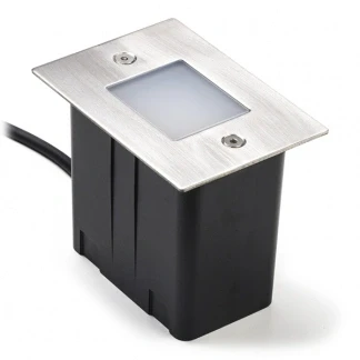 Afbeelding van Inbouw LED lamp Heissner 2 W (Wand en vlondermontage, RVS, Warm wit, Rechthoek)