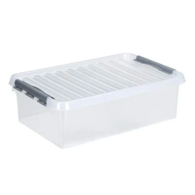 Afbeelding van 6 x Sunware Q Line Box 32 liter 60 40 18 cm transparant/metallic