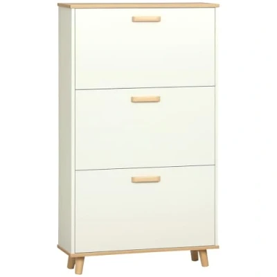 Afbeelding van HOMCOM Klapbare schoenenkast Spaanplaat 70x23,5x122cm Crème