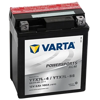 Afbeelding van 58009 Varta 506014005A514 Powersports AGM Motoraccu, 12 V, 6 Ah, YTX7L BS