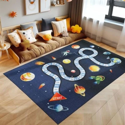 Afbeelding van Kindertapijten, Ontwerp van de ruimte, Vloerkleed marine kleur, 100 x 150 cm, Tapijten voor kinderen, kinderkamer