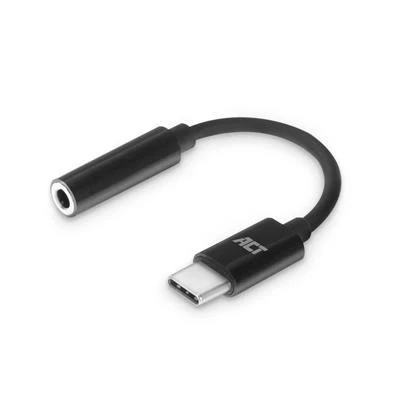 Afbeelding van ACT AC7380 USB C Jack Audio Adapter 3.5mm DAC Hi Res Zwart