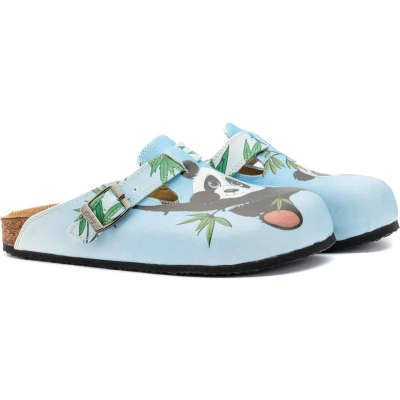 Afbeelding van GOBY Panda Clogs Slippers Slipper Klompen Hoge kwaliteit Handmade Pandaprint Maat 35
