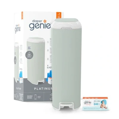 Afbeelding van Diaper Genie Platinum luieremmer groen met 1 Easy Roll navulling 18 zakken