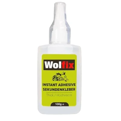 Afbeelding van Wolfix Secondelijm extra sterk, dikke superlijm, universeel bruikbaar voor het lijmen van plastic, glas, hout, steen, metaal en nog veel meer, 100 g