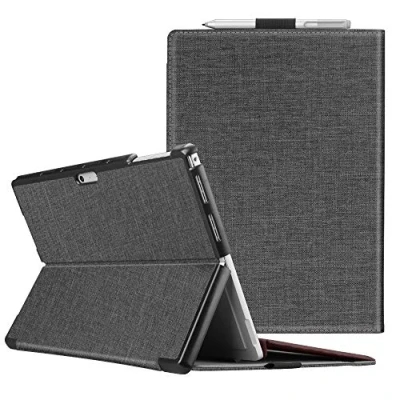 Afbeelding van Fintie Hoes voor Microsoft Surface Pro 7+ / 7 6 5 Business Beschermhoes met Harde Schaal, Aanpasbare Kijkhoek, Compatibel Het Type Cover Toetsenbord, Grijs