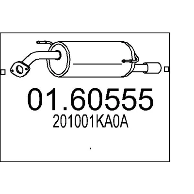 Afbeelding van MTS 01.60555 Einddemper 750mm NISSAN: Juke (F15) 1.6, 1.6 LPG, CVTC 2010