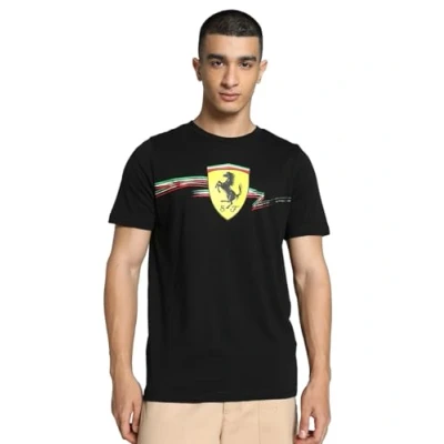 Afbeelding van Puma Scuderia Ferrari RACE BIG Shield Tshirt print, Heren, Maat: Large, Black