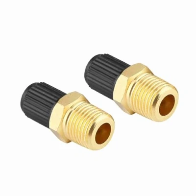 Afbeelding van 2 Stks Luchtcompressor Tankvulventiel, Dubbele 1/8 inch Auto accessoires NPT MPT Vernikkeld messing