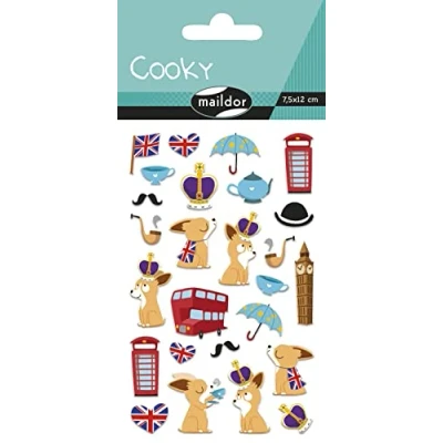Afbeelding van Maildor 560381C Stickers Cooky 3D (1 vel, 7,5 x 12 cm, ideaal voor decoreren, verzamelen of cadeau geven, Londen) 1 verpakking