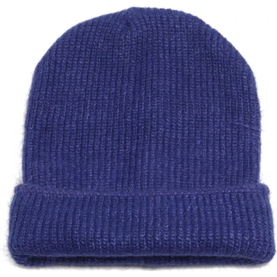 Afbeelding van blauw gebreide beanie luxe damesmuts winter zachte acryl one size STUDIO Ivana