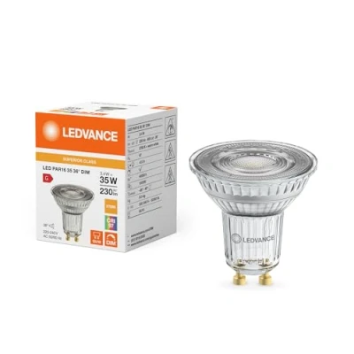 Afbeelding van Ledvance Superior LED Spot Reflector GU10 PAR16 3.4W 230lm 36D 927 Zeer Warm Wit Beste Kleurweergave Dimbaar Vervangt 35W