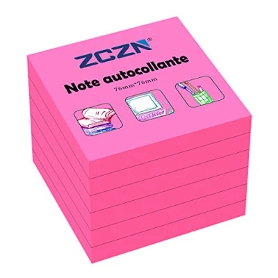 Afbeelding van ZCZN zelfklevende notitieblaadjes, 6 blokken, 80 vellen, 76 x mm, fuchsia