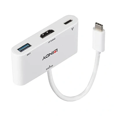 Afbeelding van LINDY USB C Adapter [1x stekker 1x HDMI bus, 3.2 Gen 1 bus A (USB 3.0)] 43340