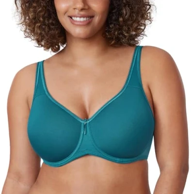 Afbeelding van DELIMIRA Dames T shirt Volledige Dekking Plus Size Naadloze Gewatteerde Beugelbeha Borealis groen 85E