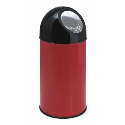 Afbeelding van Prullenbak 40ltr pushdeksel en binnemmer rood/zwart