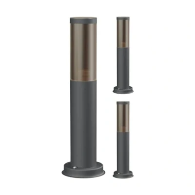 Afbeelding van ledscom.de 3 st. padlamp/paallamp/tuinlamp PORU voor buiten, gerookte look, IP44, 38,5 cm, antraciet, 1x E27 max. 40W