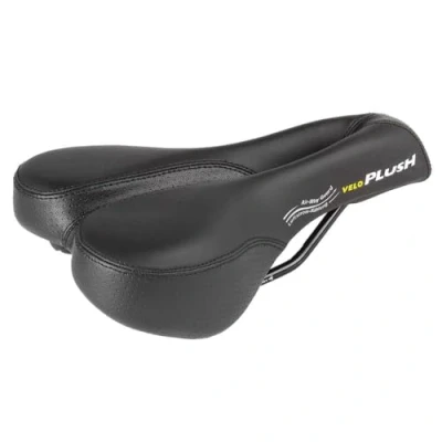 Afbeelding van Velo Basic Deep Channel Touringszadel, fietszadel, dameszadel, zadel voor vrouwen, O Zone Full Cut, ARC TECH schokabsorberende framevering, stabiele 2 componentenschaal, 262 x 155 mm, zwart