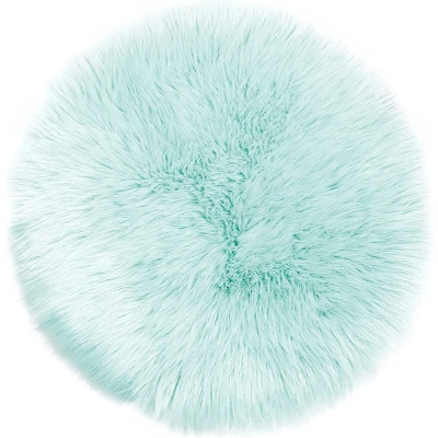 Afbeelding van Teppich Wölkchen Schapenvacht Tapijt, Imitatiebont Lamsvacht, Schapenvel Imitatievacht Kunstbont Tapijt Slaapkamer Woonkamer Wasbaar Bont Decoratiebont 60cm Rond Mint