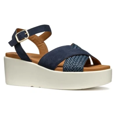 Afbeelding van Geox Sandalen met plateauzool, Dames, Maat: 38, Light taupe Leer/ synthetisch