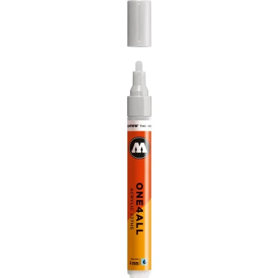 Afbeelding van Molotow ONE4ALL 4mm Acryl Marker Lichtgrijs Geschikt voor vele oppervlaktes zoals canvas, hout, steen, keramiek, plastic, glas, papier, leer...